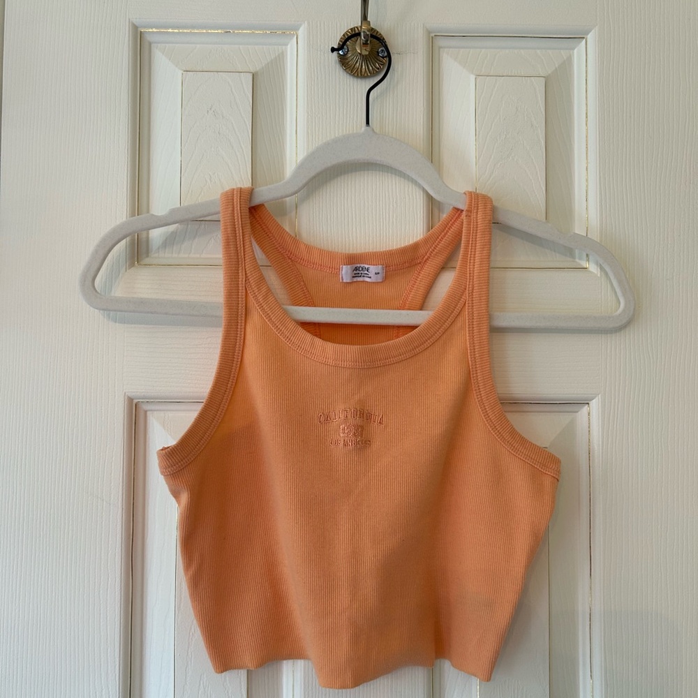 Ardene Peach/Orange California High Neck Cropped Tank Top